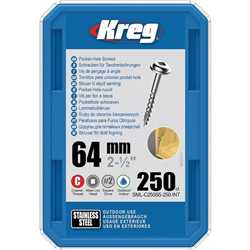 Vis à trous de poche Kreg 64 mm Inox Maxi-Loc, Filetage épai, 250