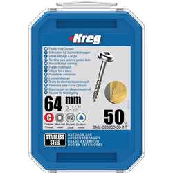 Vis à trous de poche Kreg 64 mm Inox Maxi-Loc, Filetage épai, 50
