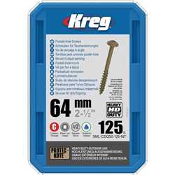Vis à trous de poche Kreg HD 64 mm Protec-Kote™ Maxi-Loc, Filetage épai, 125
